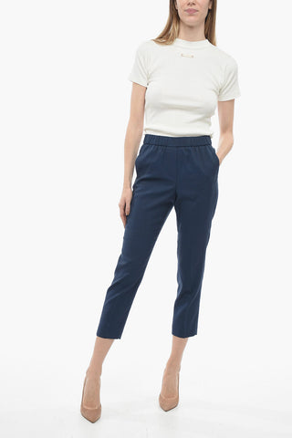 Bird's Eye Flax Blend Pants with Elastic Waistband