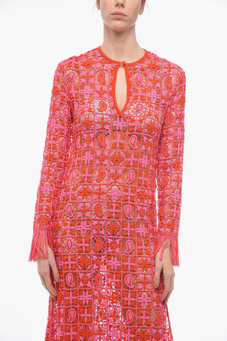 Macramé Long Dress With Fringes