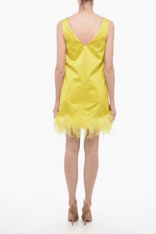 Satin Shift Dress with Feathered Bottom