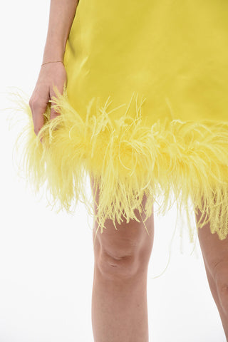 Satin Shift Dress with Feathered Bottom