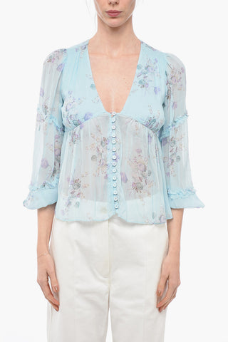 Blusa A maniche Lunghe Con Stampa Floreale