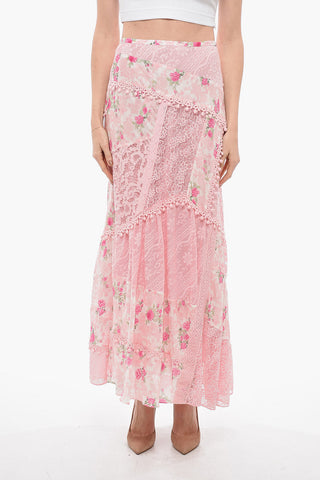 Silk Maxi Skirt With Lace Details