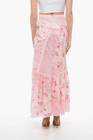 Silk Maxi Skirt With Lace Details