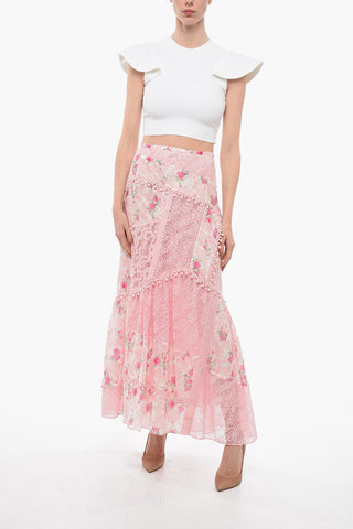 Silk Maxi Skirt With Lace Details
