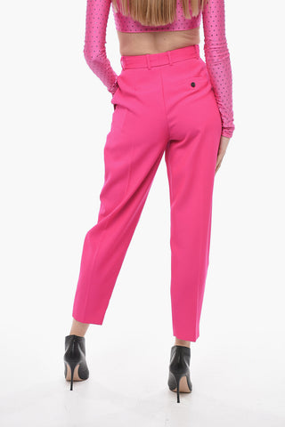Wool Carrot-fit Pants with Pleats