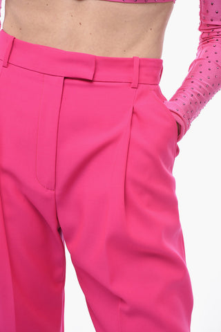 Wool Carrot-fit Pants with Pleats
