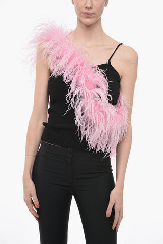 Knitted Tank Top with Feathers Detail