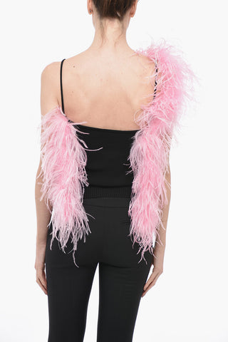 Knitted Tank Top with Feathers Detail