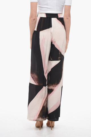 Silk Palazzo Pants with Graphic Print