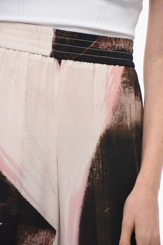 Pantaloni Palazzo in Seta con Stampa Grafica