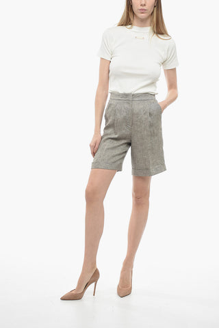 Single-pleated Twill Linen Shorts