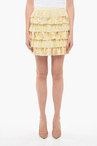 Printed Silk Mini Ruffle Skirt
