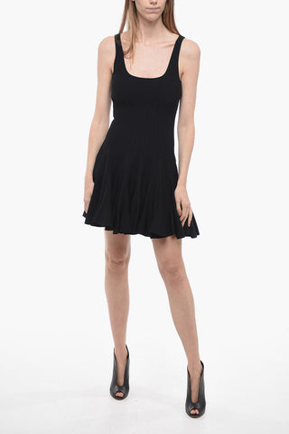 Knitted Dress with Flared Skirt