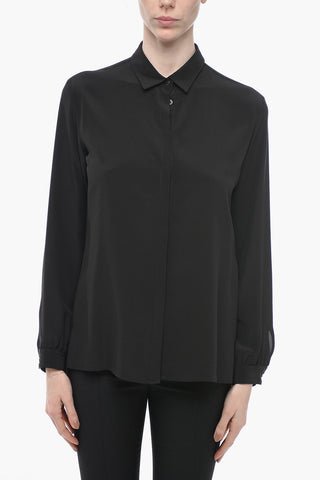 Silk Long Sleeved Shirt With Hidden Buttons