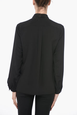 Silk Long Sleeved Shirt With Hidden Buttons