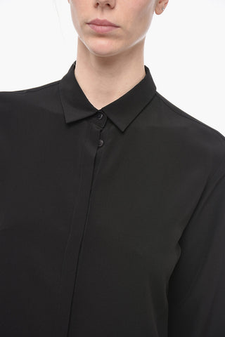 Silk Long Sleeved Shirt With Hidden Buttons