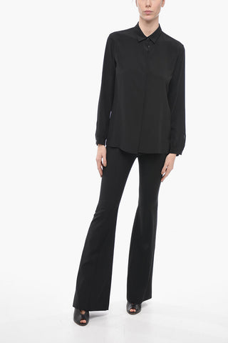 Silk Long Sleeved Shirt With Hidden Buttons