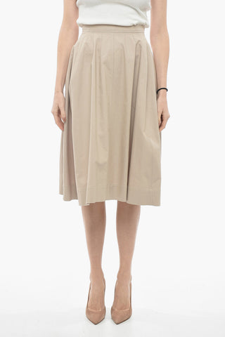 Cotton Flared Skirt with Pleated Detail