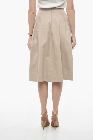 Cotton Flared Skirt with Pleated Detail