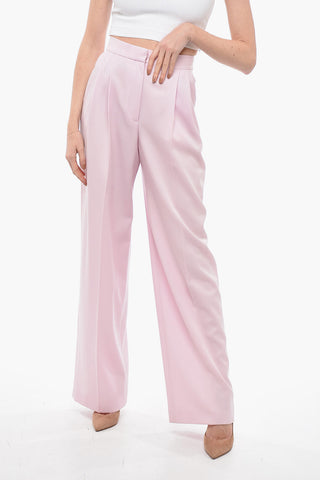 Wool Blend Palazzo Pants with Pleats