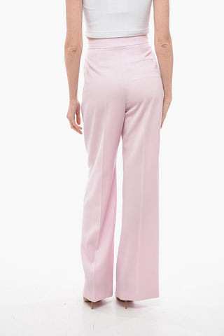 Wool Blend Palazzo Pants with Pleats