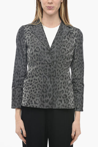 Ungefütterter Blazer aus Seide mit Animalier-Muster