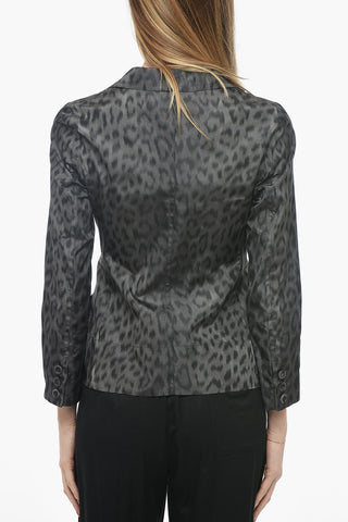 Ungefütterter Blazer aus Seide mit Animalier-Muster