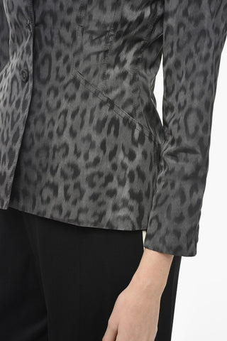 Ungefütterter Blazer aus Seide mit Animalier-Muster