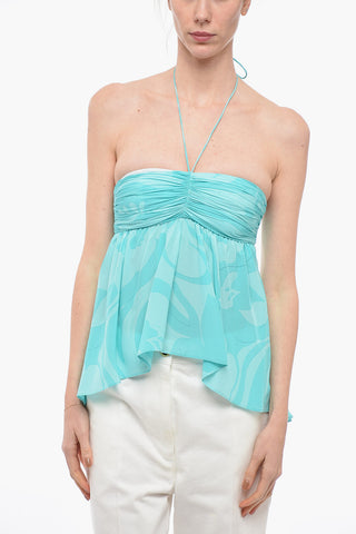 Lace-up Draped Silk Top