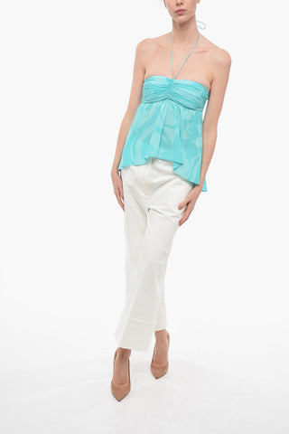 Lace-up Draped Silk Top