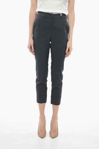Flax Blend Chinos Pants with Cuffs