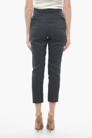 Flax Blend Chinos Pants with Cuffs