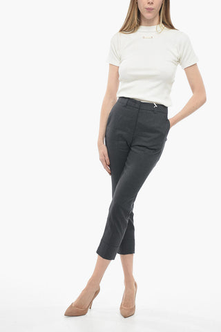 Flax Blend Chinos Pants with Cuffs