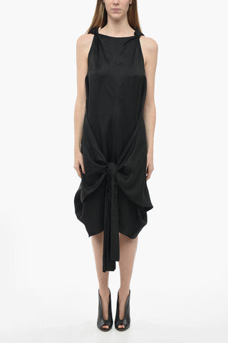 Viscose Draped Dress with Self-tie Detail
