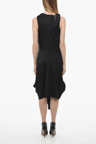 Viscose Draped Dress with Self-tie Detail