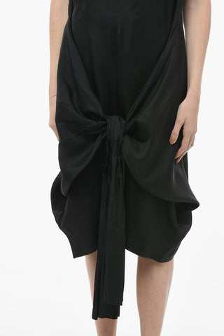 Viscose Draped Dress with Self-tie Detail
