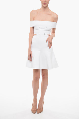 Vestito in Maglia Off-shoulder con Borchie