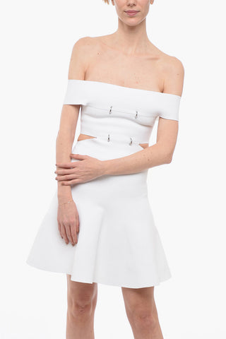 Vestito in Maglia Off-shoulder con Borchie