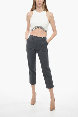 Stretch Cotton Chinos Pants with Cuffs