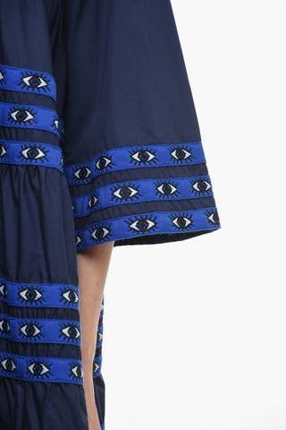 Cotton Flared Minidress with Embroidered Details
