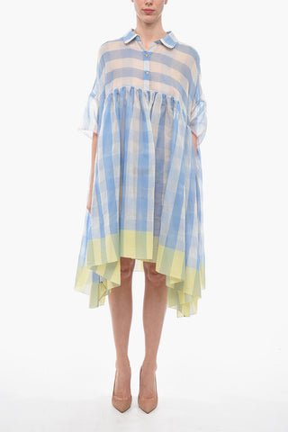 Chemisier in Organza di Cotone con Motivo Gingham