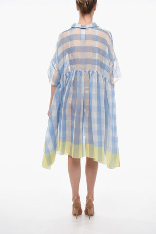 Chemisier in Organza di Cotone con Motivo Gingham