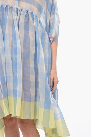 Chemisier in Organza di Cotone con Motivo Gingham
