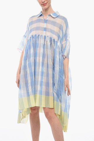 Chemisier in Organza di Cotone con Motivo Gingham