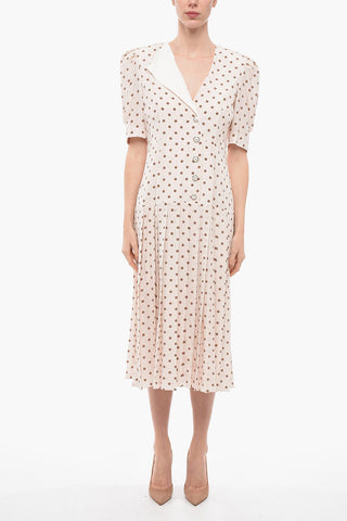 Polka Dot Silk Shirt Dress with Jewel Buttons