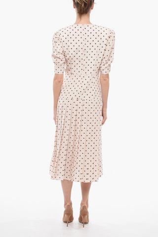 Polka Dot Silk Shirt Dress with Jewel Buttons