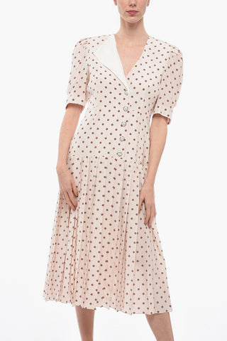 Polka Dot Silk Shirt Dress with Jewel Buttons