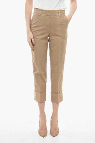 Stretch Cotton Chinos Pants with Cuffs