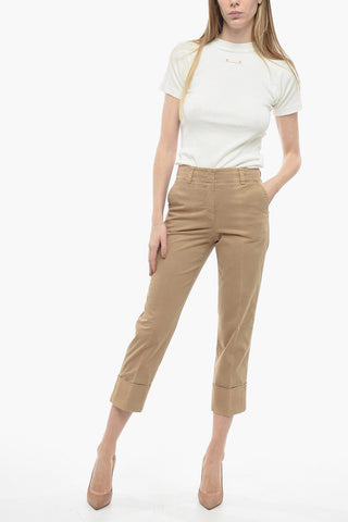 Stretch Cotton Chinos Pants with Cuffs