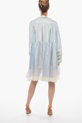 Silk Chemise Dress With Lace Neckline